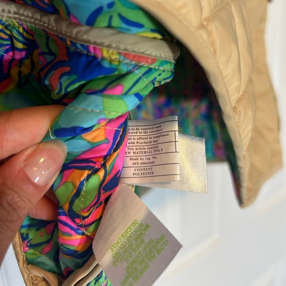 Lily Pulitzer Quilted Vest Small Tan Button Up Zipper Multiple Pockets - Picture 3 of 16